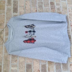 Christmas Lightweight Gray Crewneck Sweatshirt NWOT